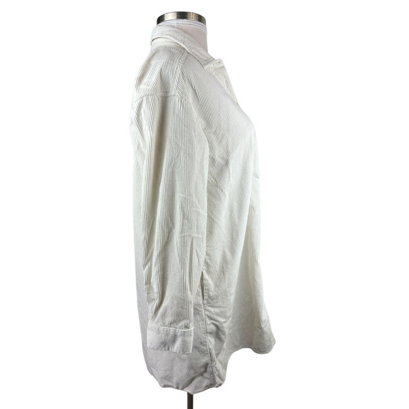 Madewell Corduroy Mini Shirtdress Pockets Lighthouse Ivory Women's Size Large - Picture 6 of 14